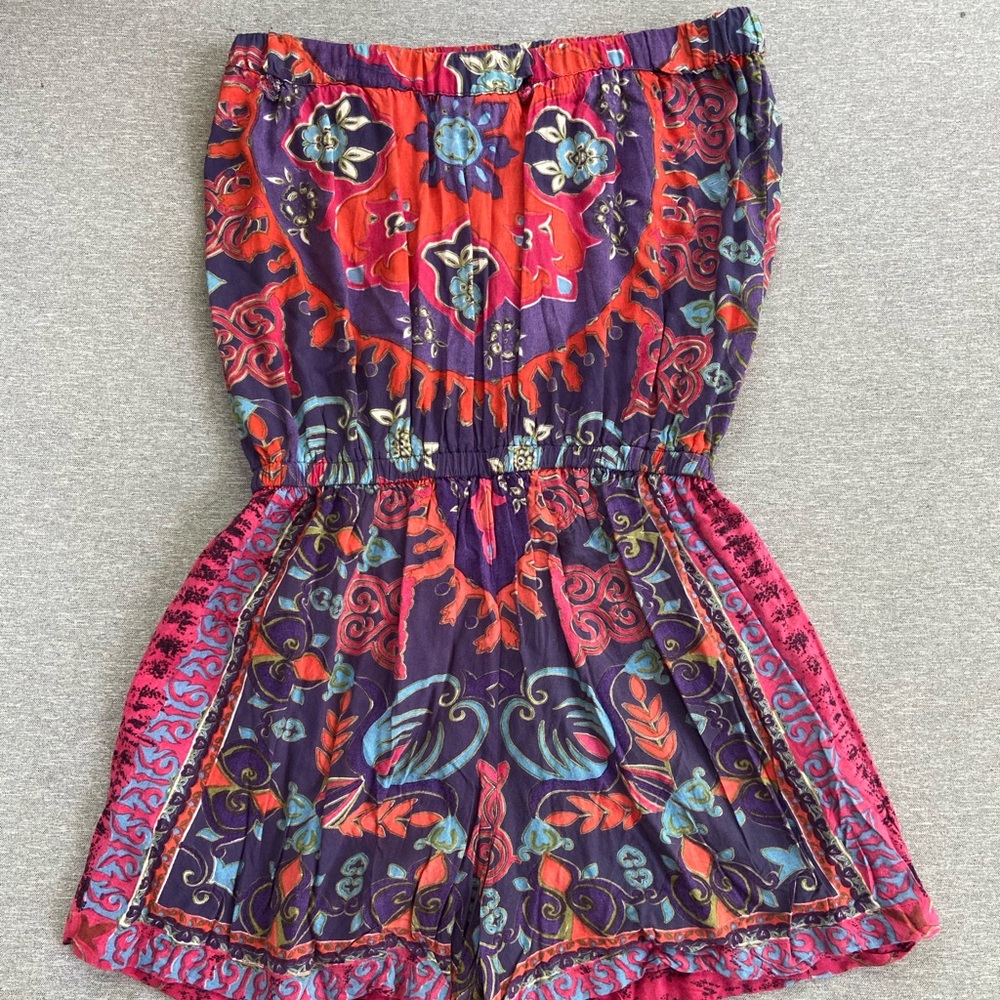 strapless romper, pool cover up, colorful, extra small